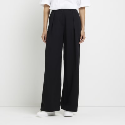 Black wide leg trousers | River Island