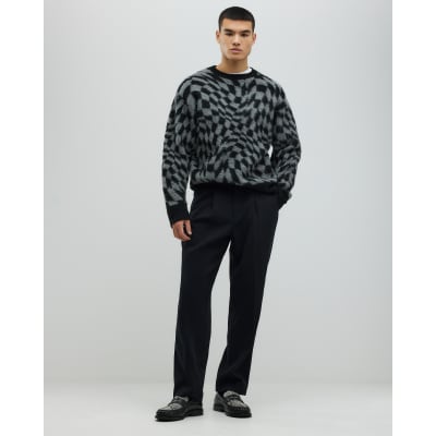 Black Wide Leg Twill Trousers