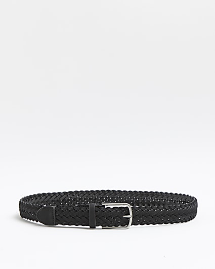 Black woven buckle belt