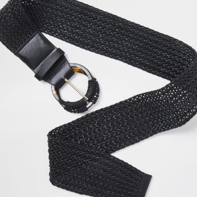 Black woven circle belt
