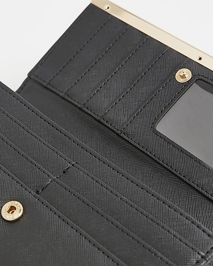 Black woven clip top purse