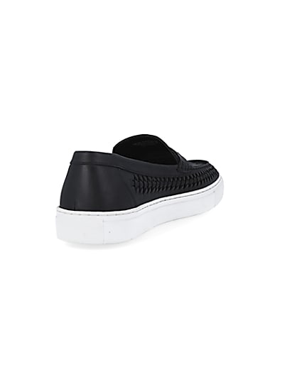 360 degree animation of product Black woven cupsole loafers frame-11