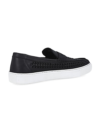 360 degree animation of product Black woven cupsole loafers frame-13