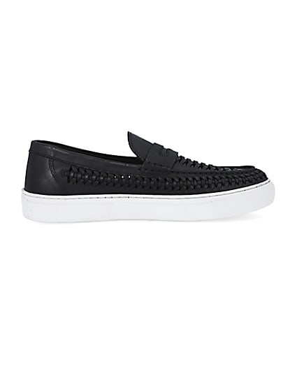 360 degree animation of product Black woven cupsole loafers frame-15