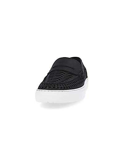 360 degree animation of product Black woven cupsole loafers frame-22