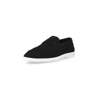 Black woven loafers | River Island