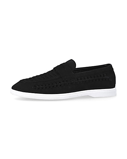 360 degree animation of product Black woven loafers frame-2