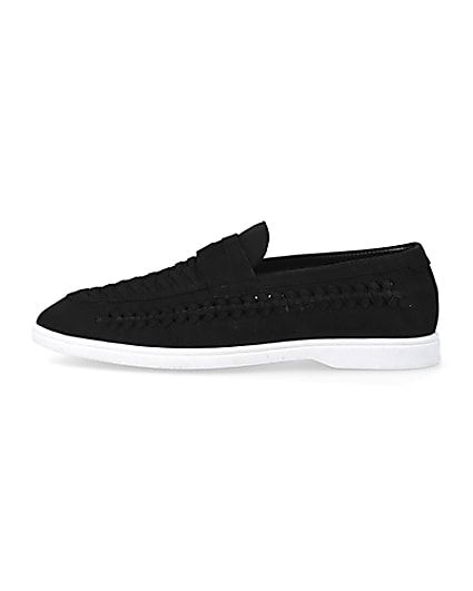 360 degree animation of product Black woven loafers frame-3