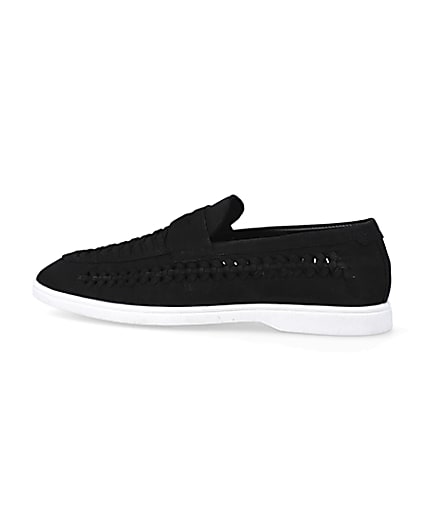 360 degree animation of product Black woven loafers frame-4