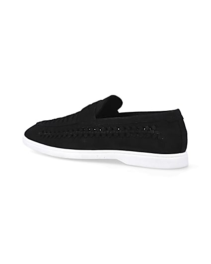 360 degree animation of product Black woven loafers frame-5