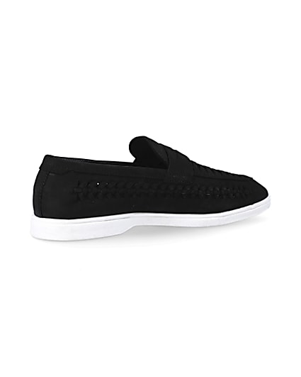360 degree animation of product Black woven loafers frame-13