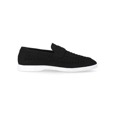 Black woven loafers | River Island