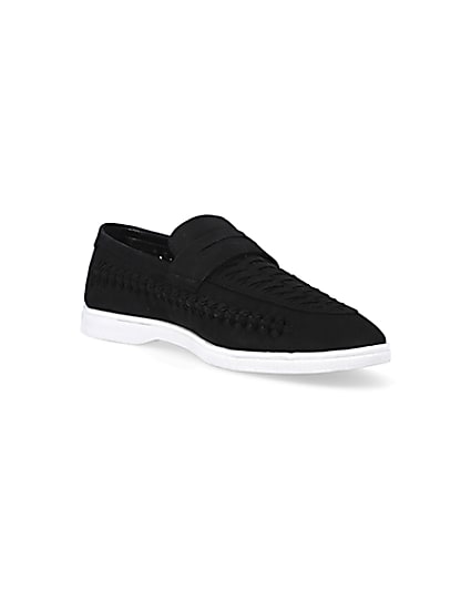 360 degree animation of product Black woven loafers frame-18