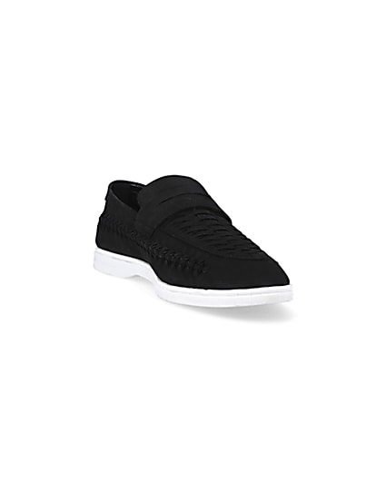 360 degree animation of product Black woven loafers frame-19