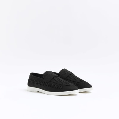 Black woven loafers | River Island