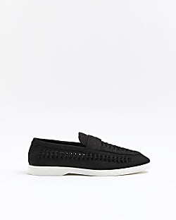 Black woven loafers