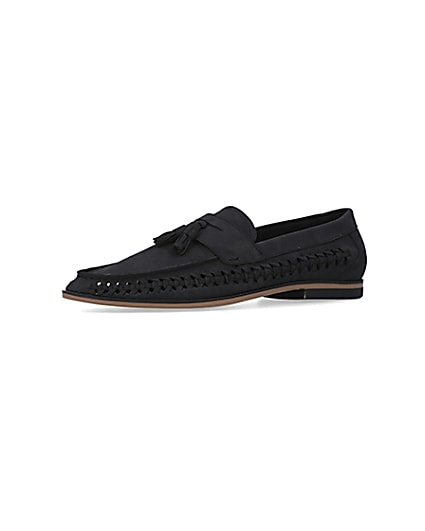 360 degree animation of product Black Woven Tassel Loafers frame-1