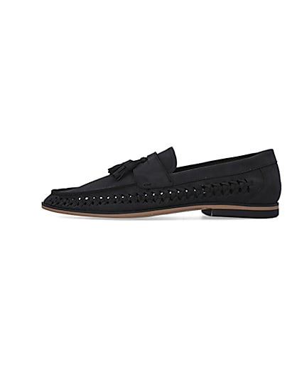360 degree animation of product Black Woven Tassel Loafers frame-3