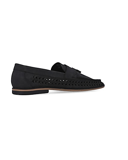 360 degree animation of product Black Woven Tassel Loafers frame-13