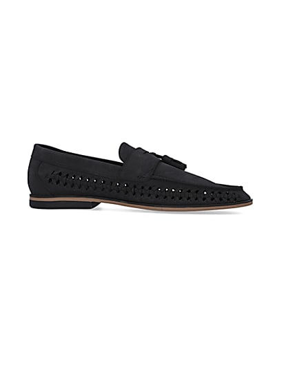 360 degree animation of product Black Woven Tassel Loafers frame-16