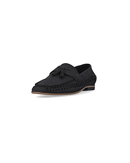 360 degree animation of product Black Woven Tassel Loafers frame-23