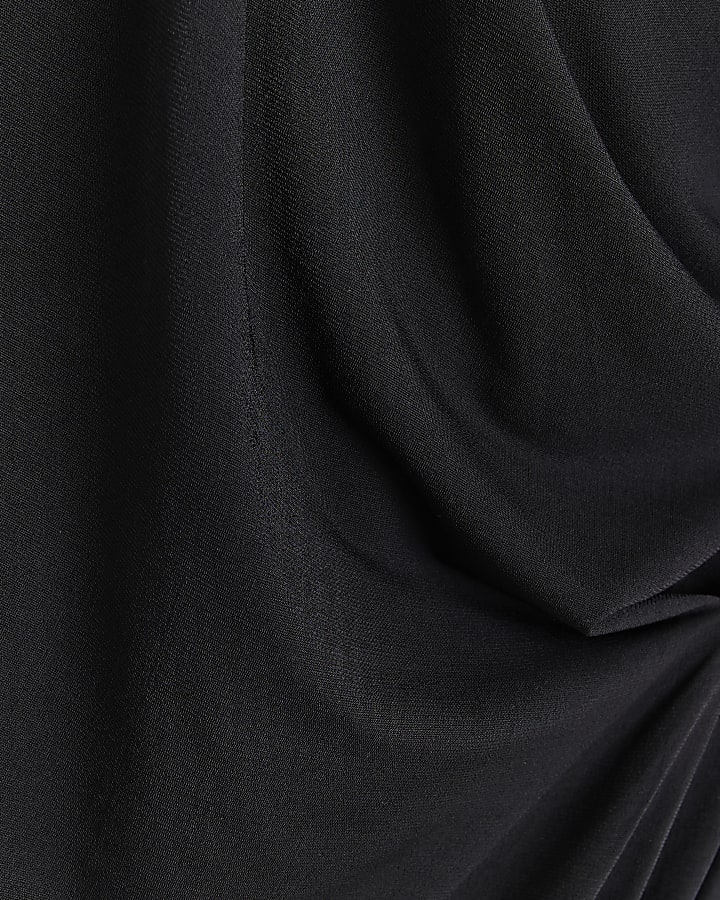 Black wrap bodycon midi dress