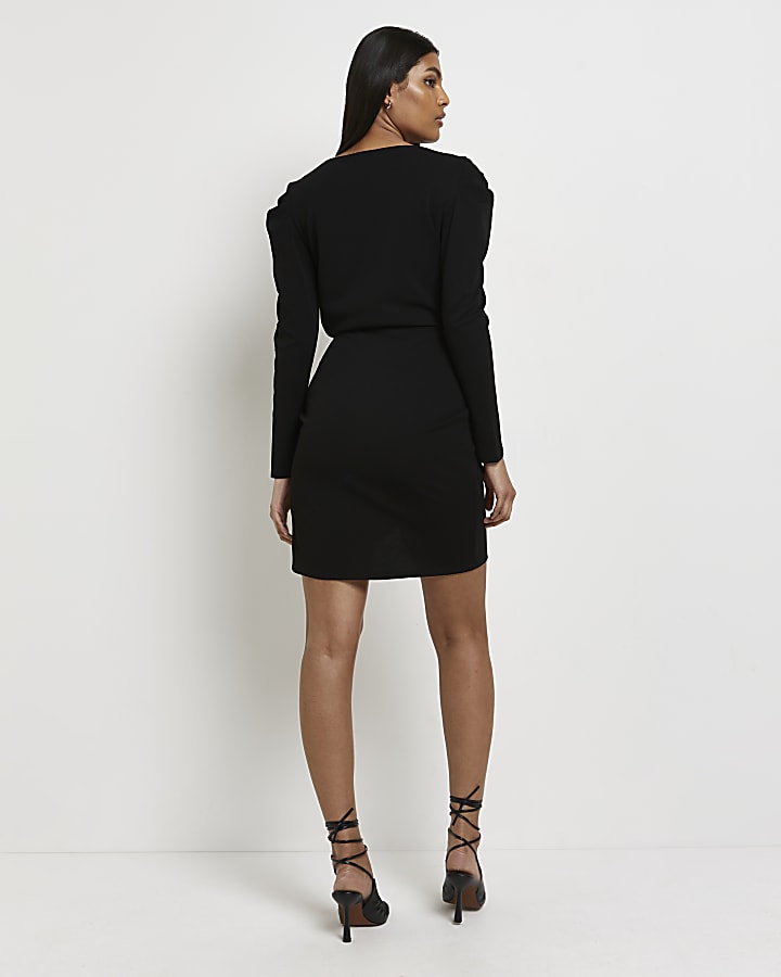 Black wrap mini dress