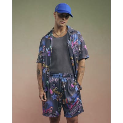 Black Year Zero Graphic Regular Fit Shorts