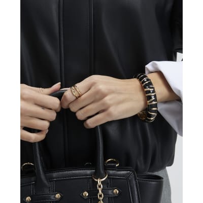 Black Zebra Enamel Clamp Bracelet