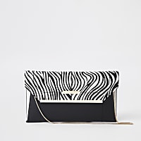 Black zebra print clutch bag