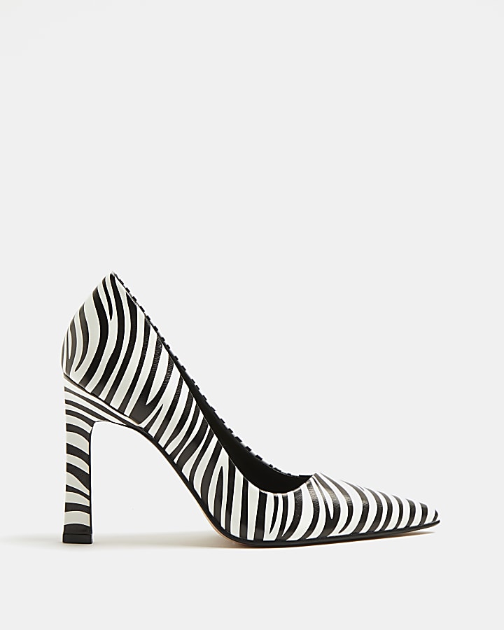 Black zebra print court shoes