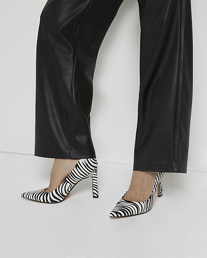 Black zebra print court shoes