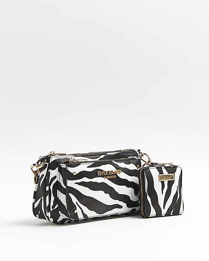 Black zebra print cross body bag