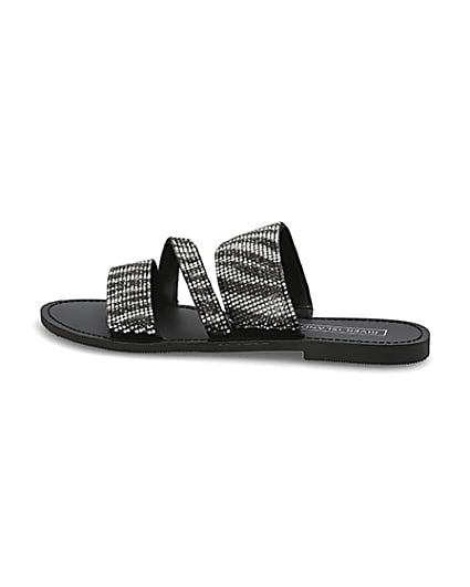 360 degree animation of product Black zebra print double strap sandal frame-4