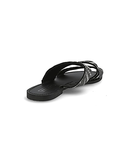 360 degree animation of product Black zebra print double strap sandal frame-11