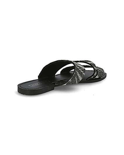 360 degree animation of product Black zebra print double strap sandal frame-12