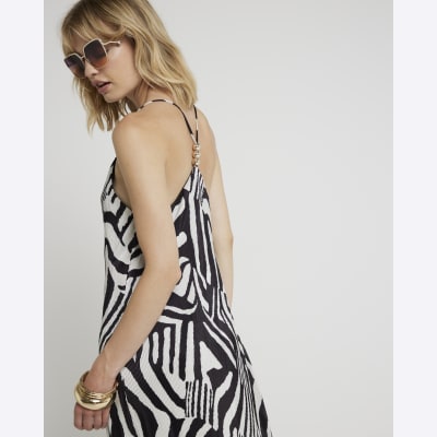 Black zebra print maxi dress River Island
