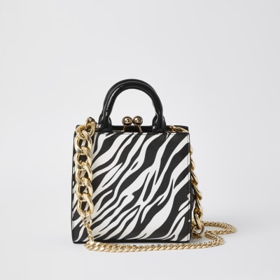 Black zebra print mini lady handbag