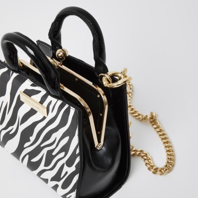 Black zebra print mini lady handbag