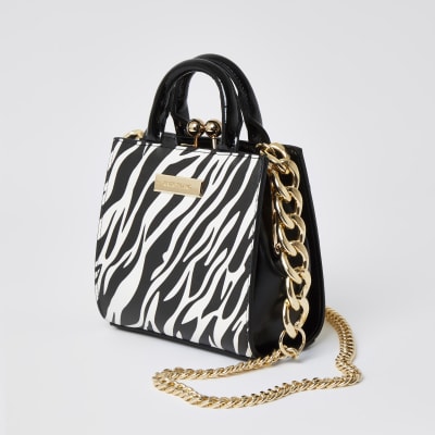 Black zebra print mini lady handbag