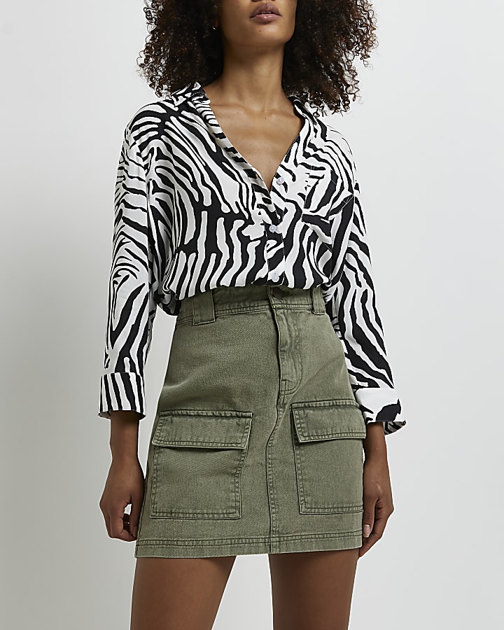 Black zebra print oversized shirt
