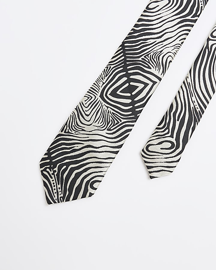 Black zebra print tie