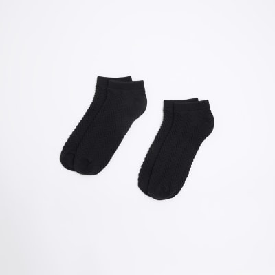 Black zig zag 2 Pack Trainer Socks