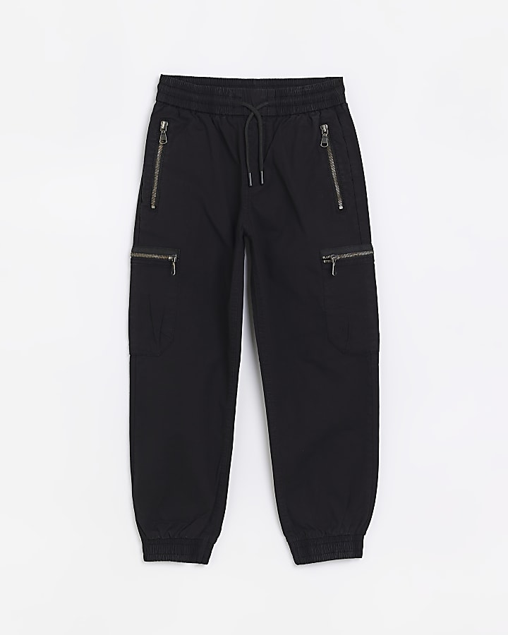 Black Zip Cargo Trousers