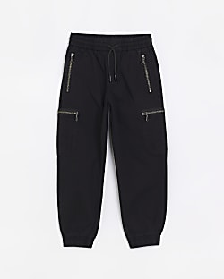 Black Zip Cargo Trousers