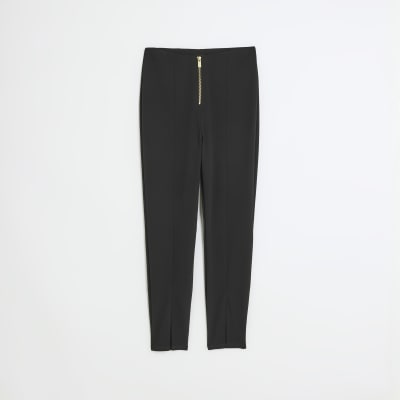 Black zip detail high waisted leggings River Island