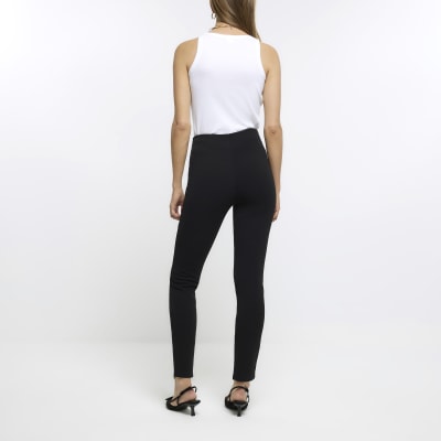 Black zip detail high waisted leggings River Island