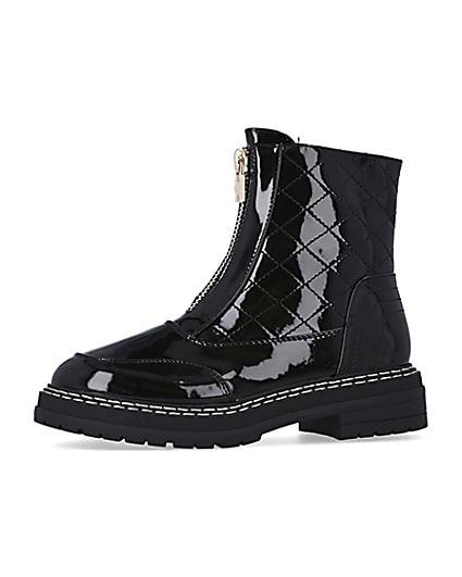 360 degree animation of product Black zip front ankle boots frame-2
