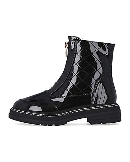 360 degree animation of product Black zip front ankle boots frame-3