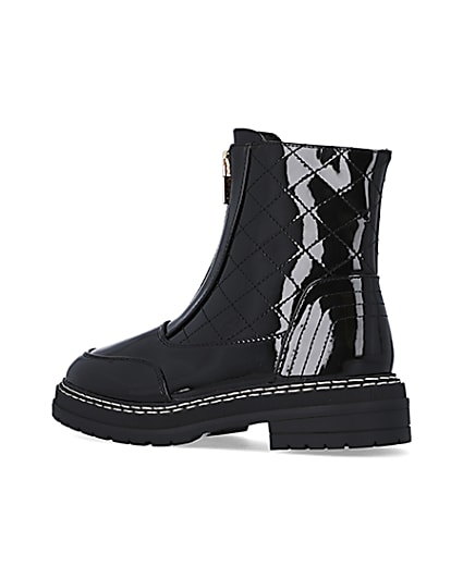360 degree animation of product Black zip front ankle boots frame-5